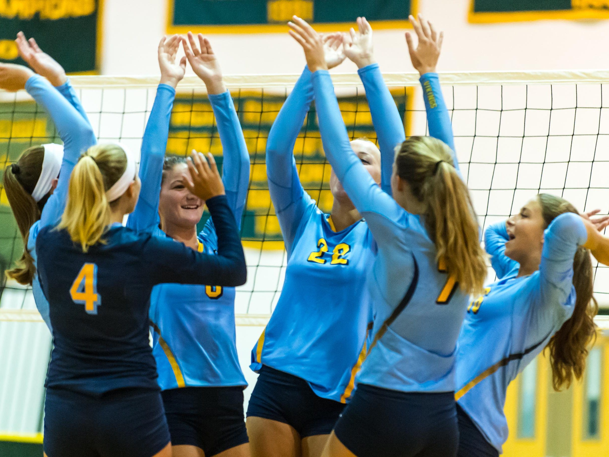 Cape Henlopen celebrates a point against Indian River on Tuesday evening at Indian River.