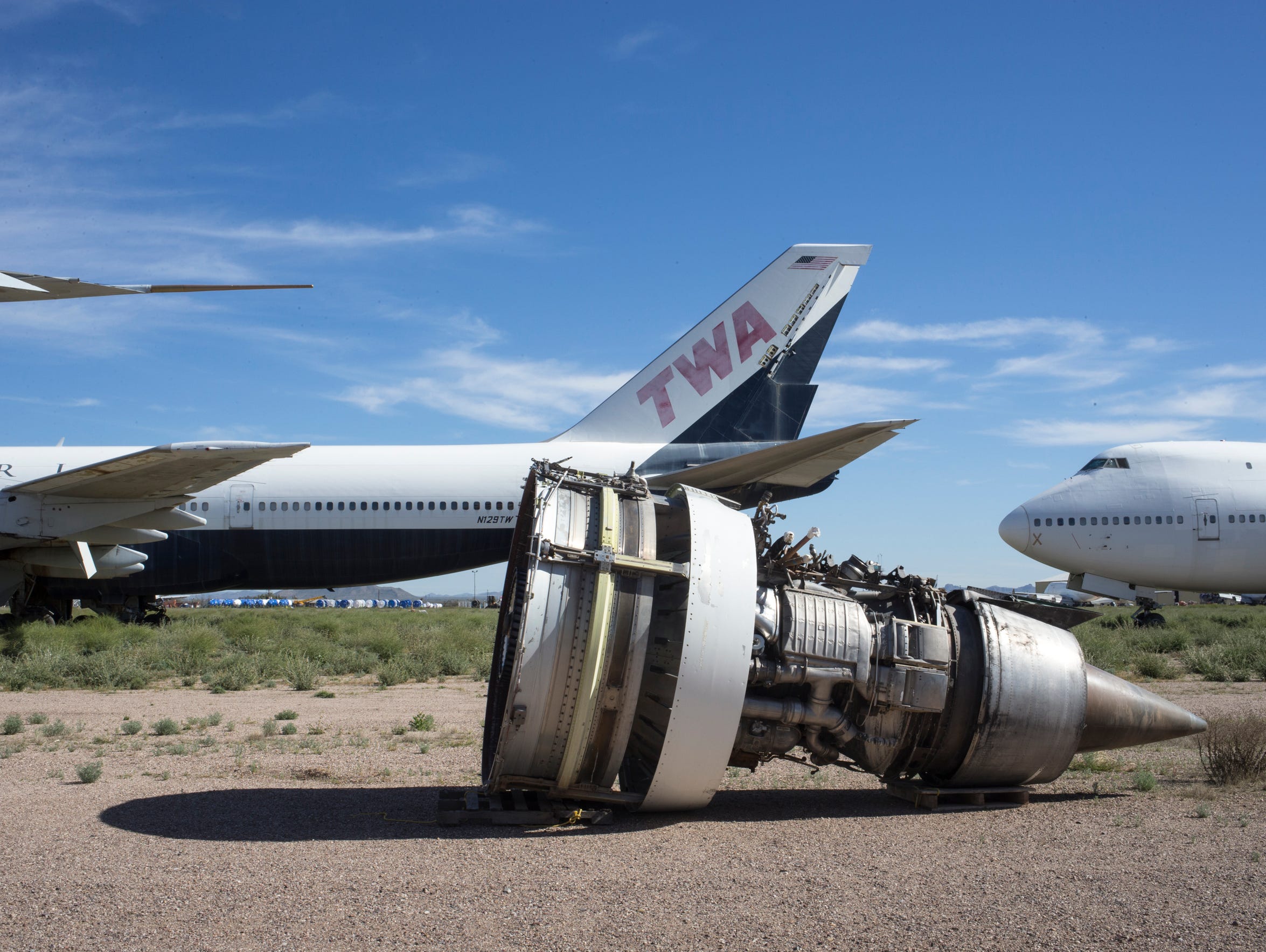 An engine, removed from a 747 at Pinal Airpark, Marana,