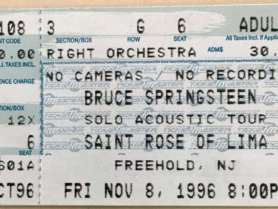A ticket stub from Bruce Springsteen's show at St.