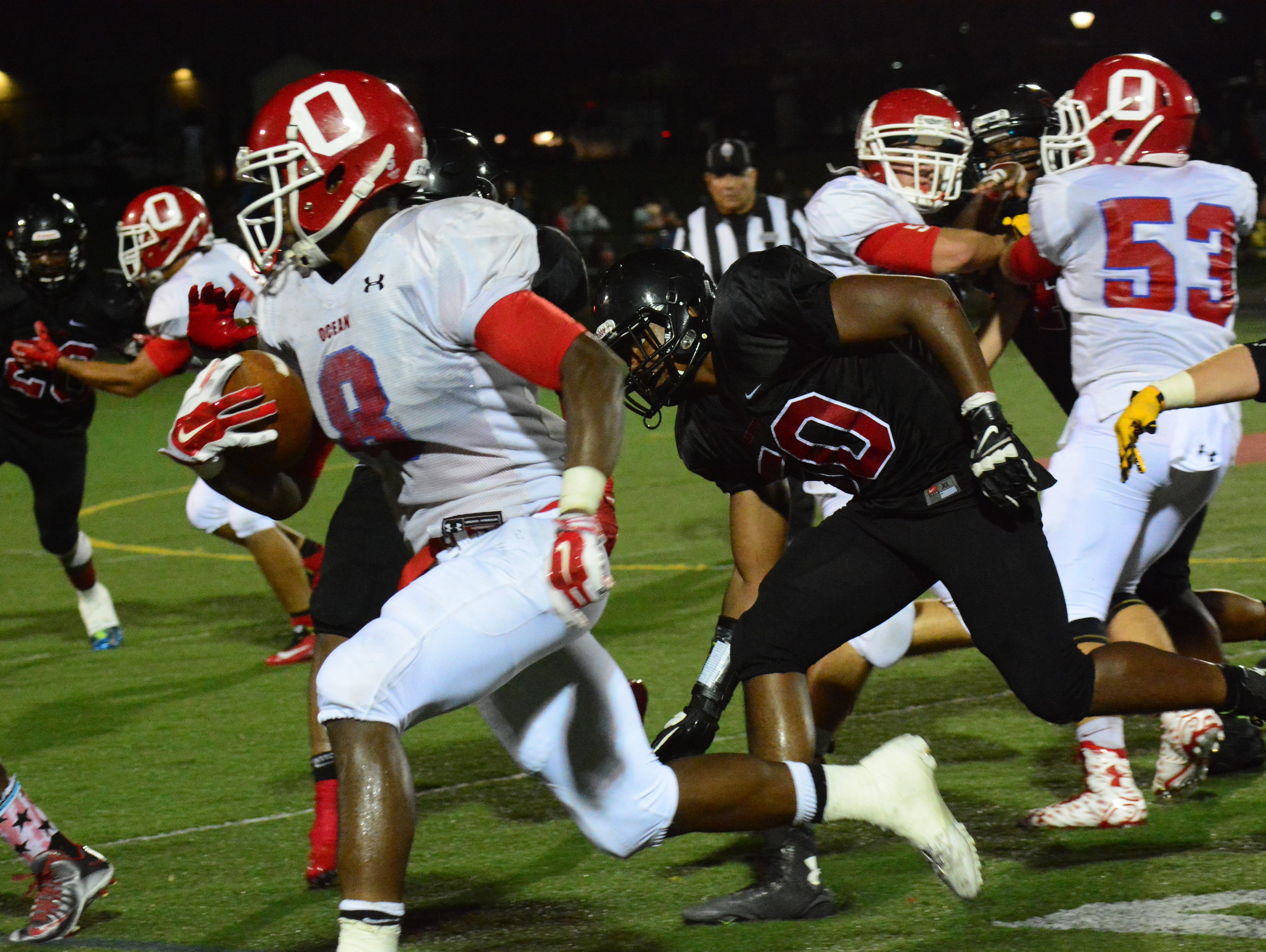 Ocean, led by senior running back Tyler Thompson, moved up one spot to No. 8 in this week's Asbury Park Press Top 10