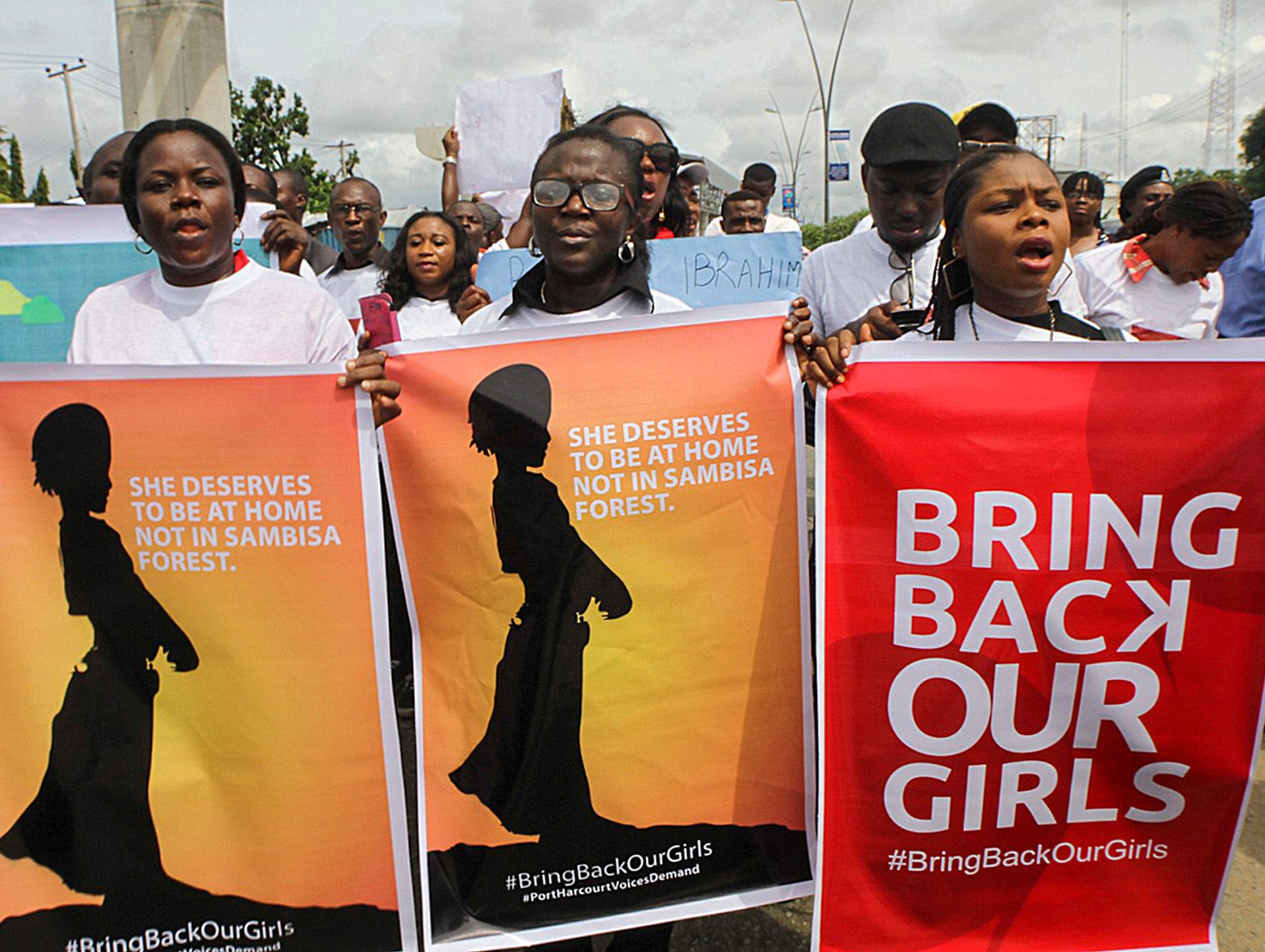 People protest against the government's failure to rescue 276 abducted schoolgirls on May 7 in Port Harcourt, Nigeria.Militants from the Boko Haram group kidnapped the teenage schoolgirls on April 14 in Chibok province.