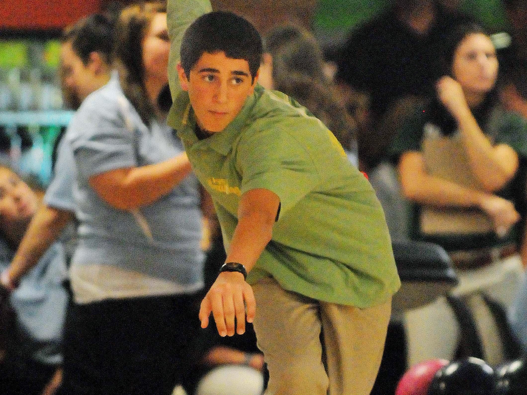 Greg Young of the Viera High bowling team learned from Sandy Finkelstein.