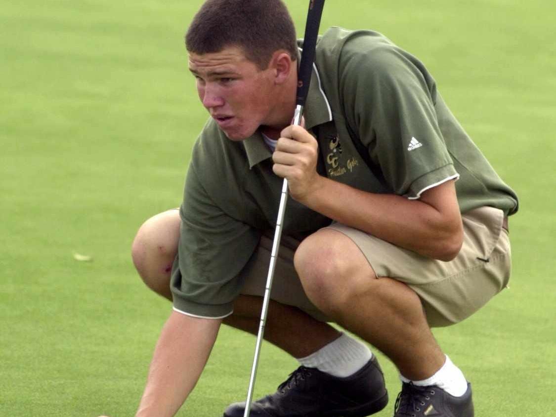 - -Photos caption:- -SPORTS -- 9/25/2002 -- High school golf at Viera East. Holy Trinity, MCC, Vero Beach and Satellite Beach. -- Michael Steele, MCC, gets ready for his putt on the 3rd hole green.Photo by Delinda Karnehm/FLORIDA TODAY2002digital photo- -Published caption:- -Michael Steele of Melbourne Central Catholic prepares to putt.
