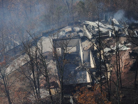An aerial view shows a destroyed home the day after