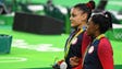 Laurie Hernandez took silver and Simone Biles claimed