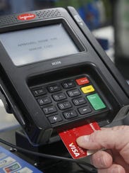 A demonstration on using a bank card with chip technology