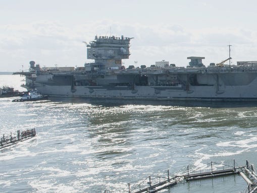 The Enterprise being moved on May 2 to a drydock at