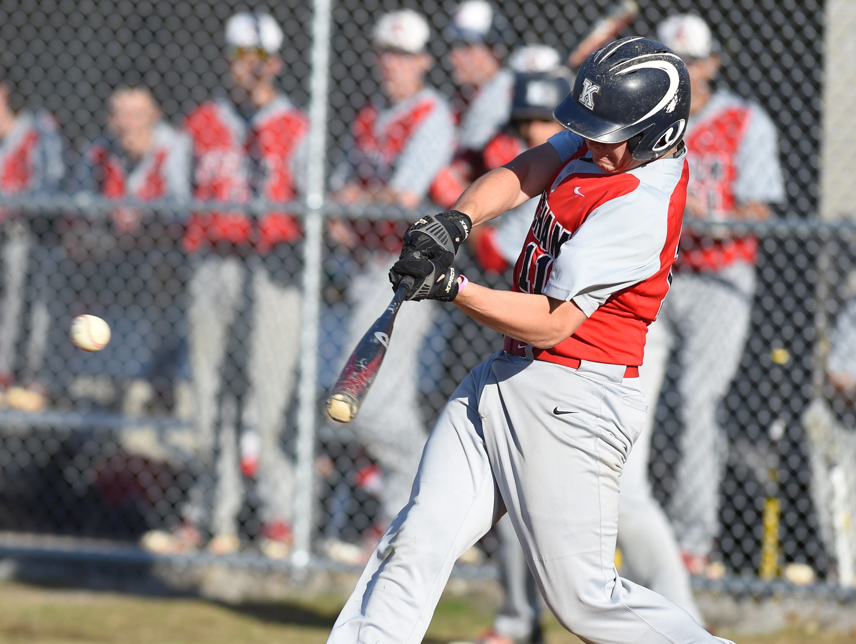 Erik Merrill takes a swing against John Jay on April 27, 2016.