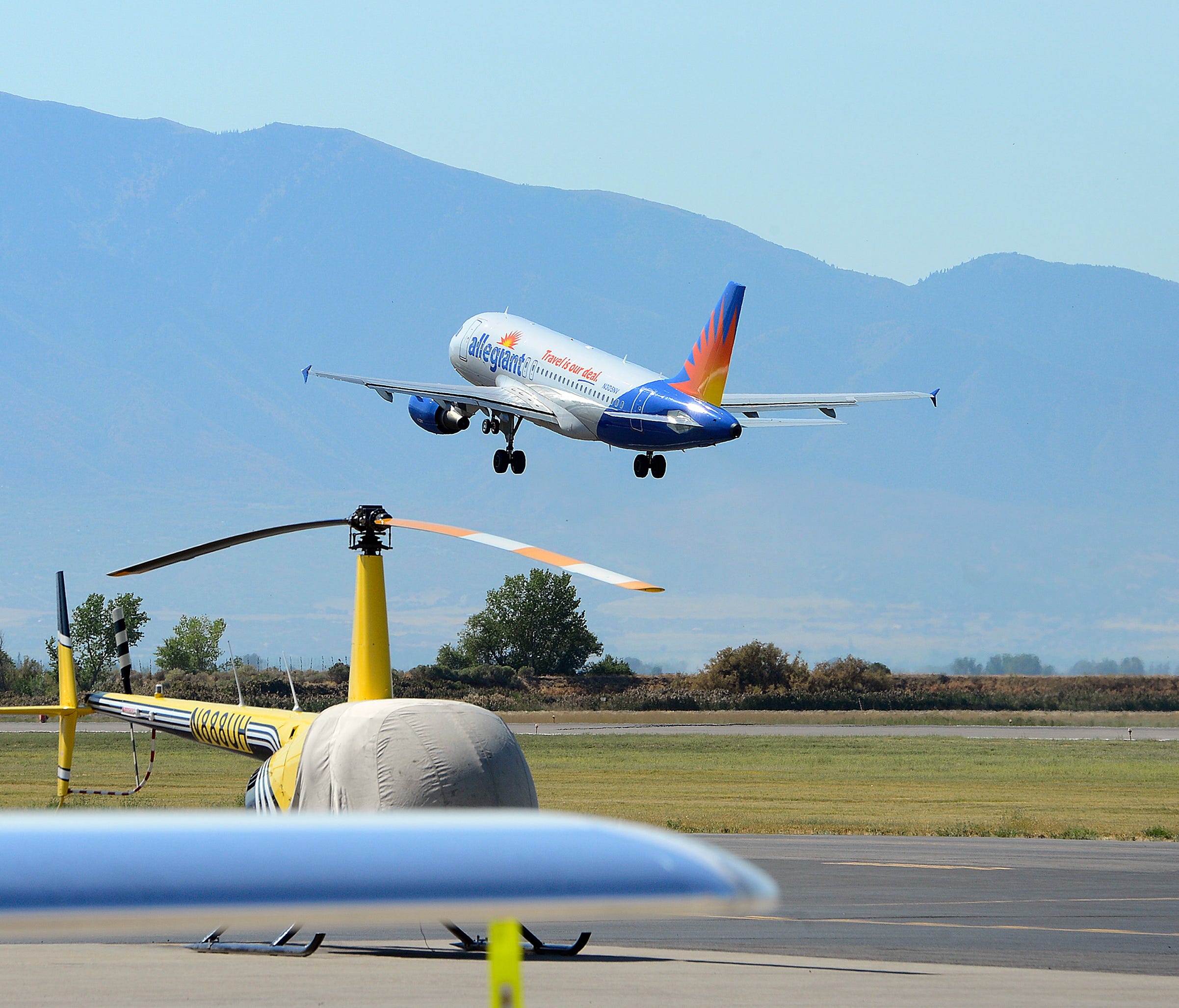 An Allegiant Air flight takes off from the Provo Airport in Utah on Aug. 31, 2016.