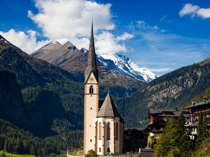 St. Vinzenz Church in Heiligenblut sits                                                           at