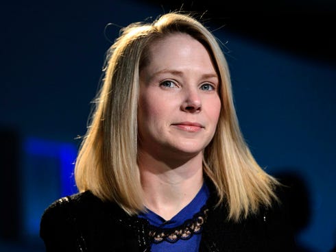 In this Jan. 2013, file photo, Marissa Mayer, CEO of Yahoo, listens during the 43rd Annual Meeting of the World Economic Forum, in Davos, Switzerland. Yahoo reported its quarterly financial results Tuesday.