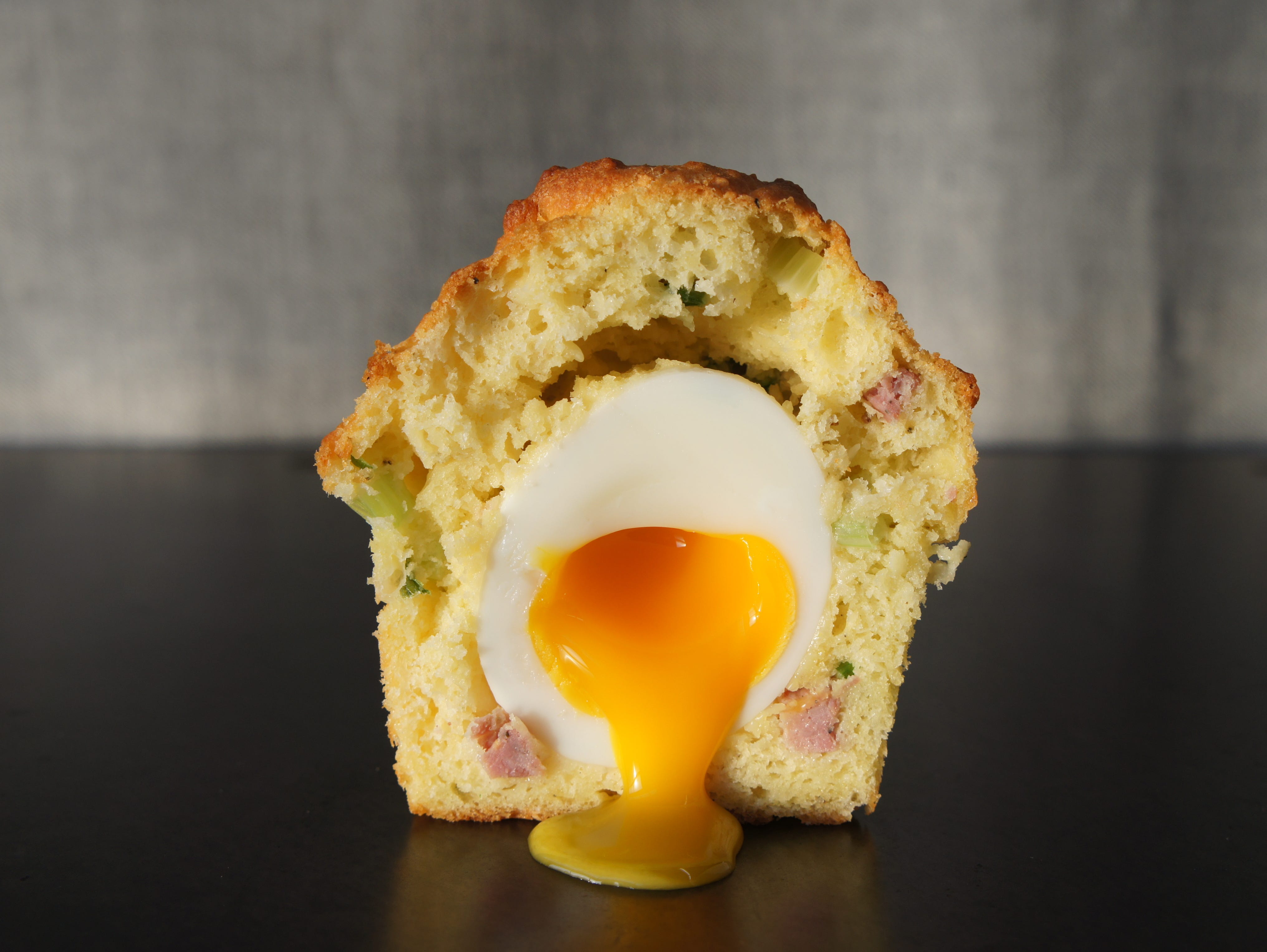 Named after Hank Williams III, this unique creation is an all-in-one breakfast muffin made with asiago, sausage, green onion and a soft-cooked farm egg in the center.