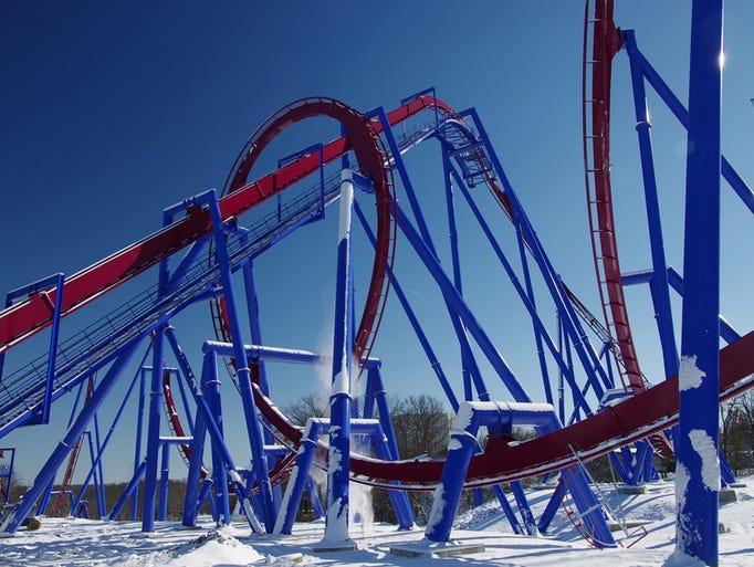 A loop interacting with the lift is one of the features on the new Banshee roller coaster under construction at Kings Island.