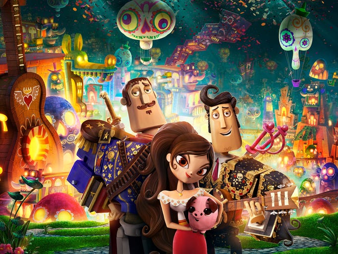 "The Book of Life" is a 3-D animated adventure from director Jorge Gutierrez and producer Guillermo del Toro. It follows three best friends --  Joaquin (Channing Tatum, left), Manolo (Diego Luna)  and Maria (Zoe Saldana). "It's a romance, it's a comedy, it's full of action," says Gutierrez, who worked for 14 years to bring it to the screen. "The movie has a ton of heart."