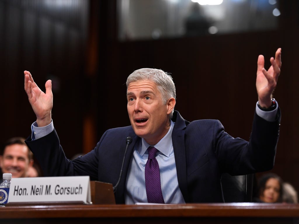 Supreme Court nominee Neil Gorsuch testifies before the Senate Judiciary Committee during day two of his confirmation hearing in Washington, on March 21, 2017. Judge Gorsuch was nominated by President Trump to replace Supreme Court Justice Antonin Sc