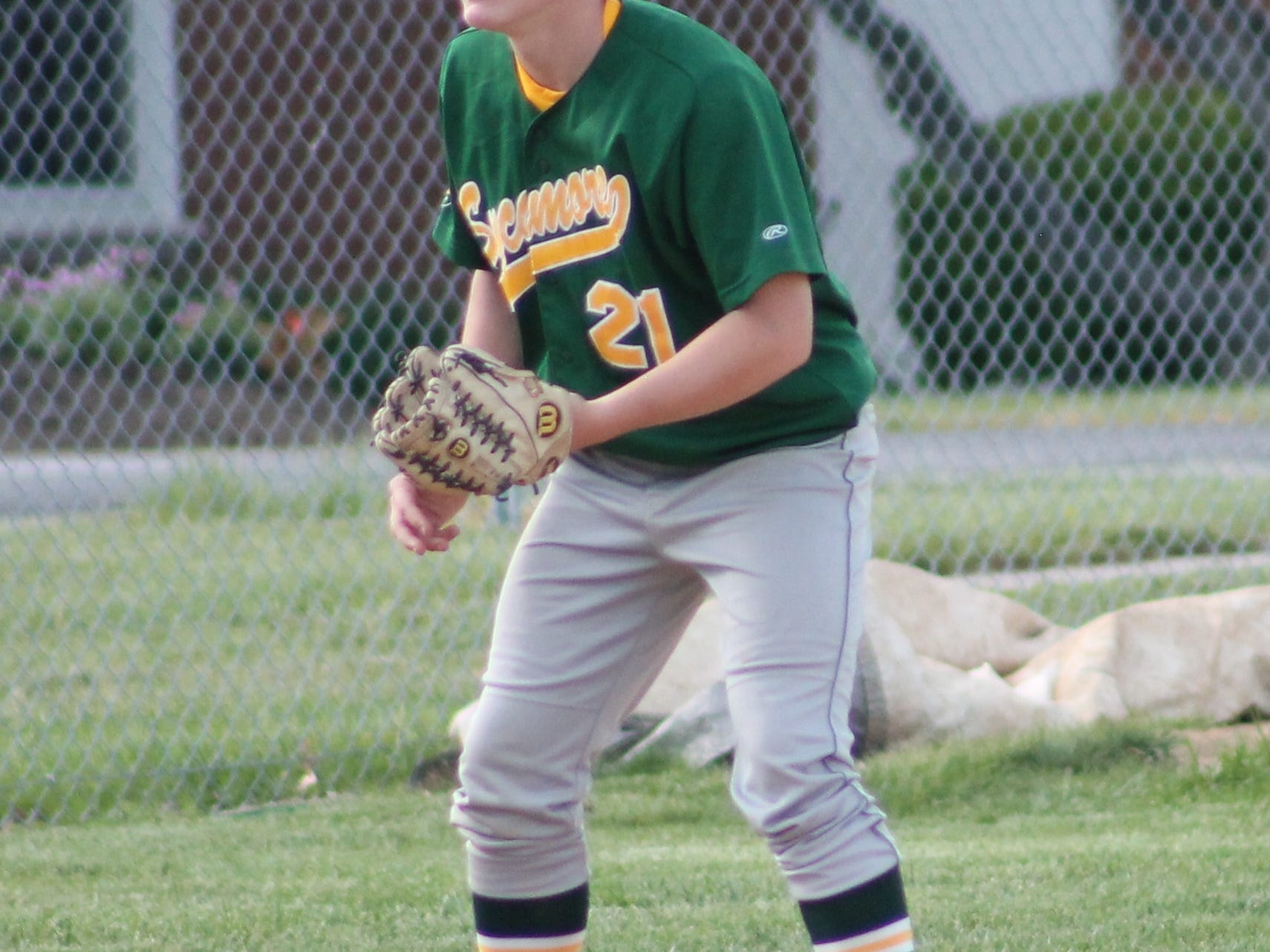 Sophomore third baseman Jake Borman is ready at the hot corner for the Aves against Anderson May 12.
