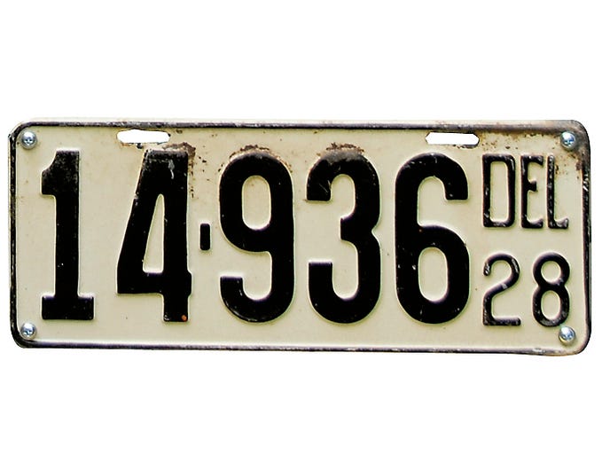Delaware license plates through the years
