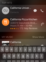 A search for "Calif" produced California Pizza Kitchen