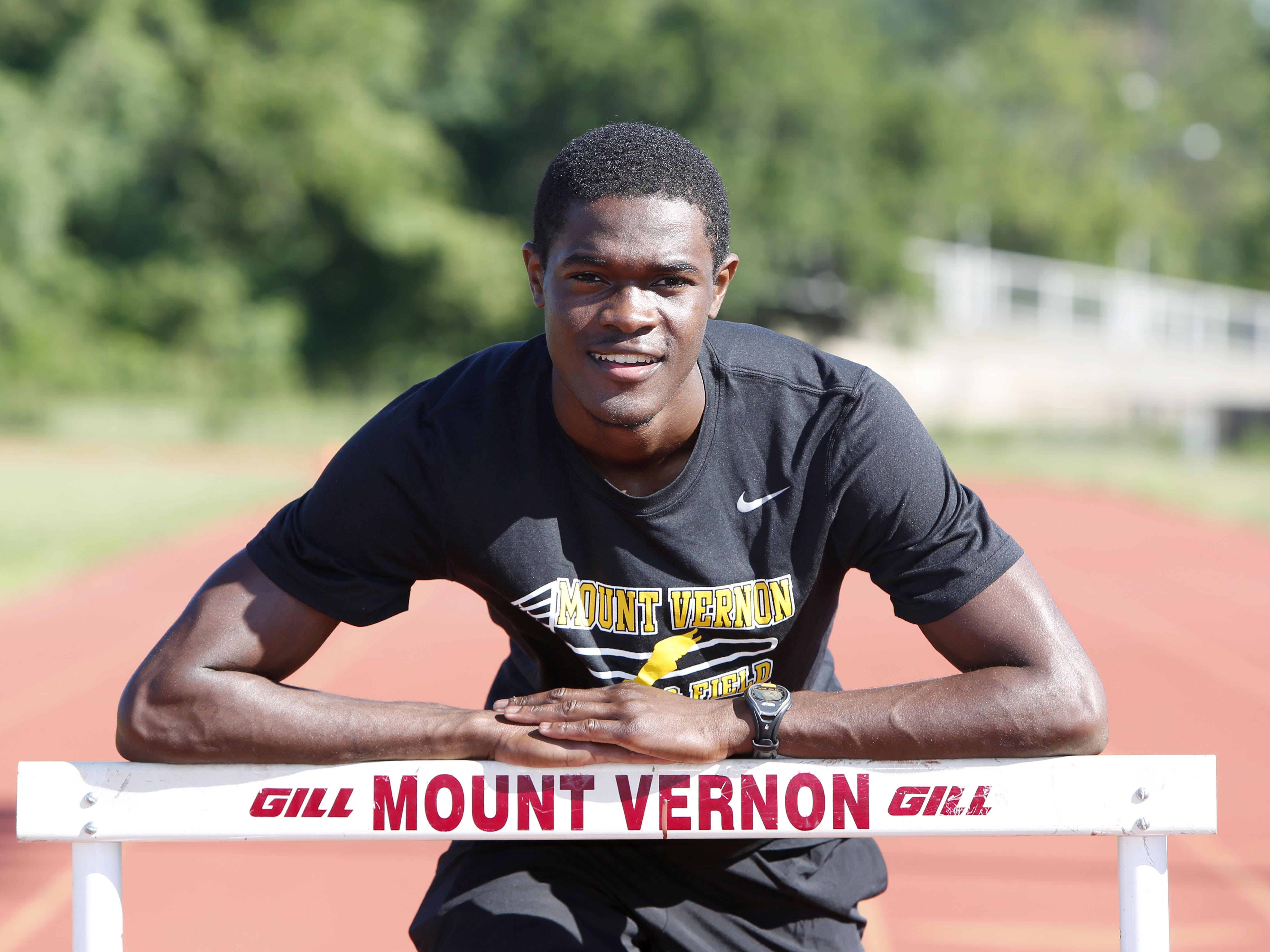 Mount Vernon High School's Rai Benjamin, the Westchester/Putnam boys track athlete of the spring, is photographed June 24, 2015 at the high school's track.
