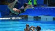 Brazil preforms during the synchronized swimming team