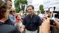 Rubio shakes hands with Beverly Bruce, Mitt Romney's