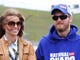 Dale Earnhardt Jr. spends some time with girlfriend Amy Reimann before the 2013 STP 400 at Kansas Speedway.