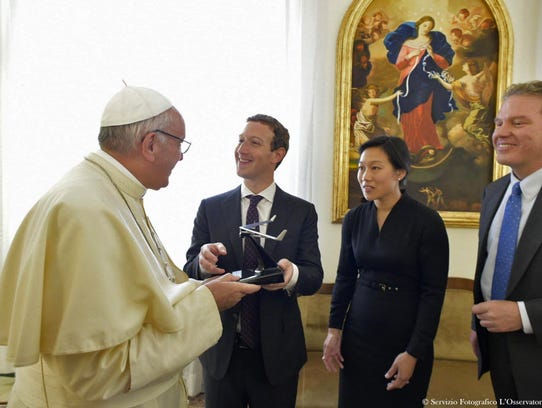 Pope Francis meeting with Facebook CEO Mark  Zuckerberg