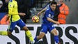 Leicester City's Shinji Okazaki crosses the ball against
