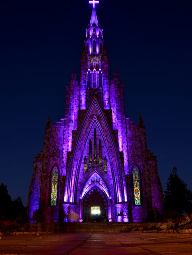 Located in the Brazilian city of                                                           Canela, the                                                           Cathedral of                                                           Our Lady of                                                           Lourdes                                                           exhibits an                                                           English gothic                                                           style with a                                                           213-foot-tall                                                           tower and a                                                           dozen bronze                                                           bells imported                                                             from   a foundry                                                           in Italy.