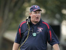 Stepinac coach Mike O'Donnell shouts at his players during the third quarter against Iona Prep in New Rochelle on Sept. 7, 2007.