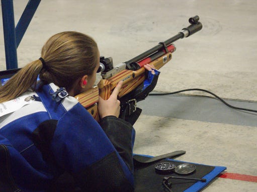 First year shooter Rebecca Spencer used practice time