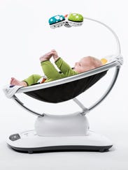 The 4moms mamaRoo infant seat can rock or sway a baby