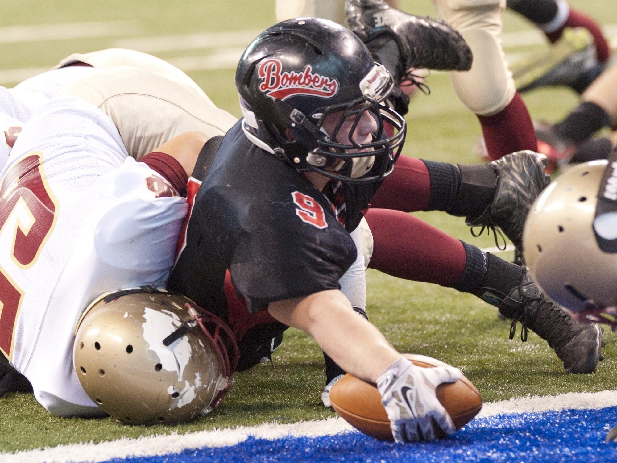 State football, Rensselaer vs Evansville Mater Dei. Rylan Arihood scores this time.