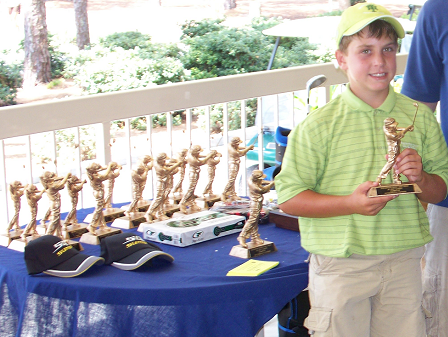 Ochsenreiter holds up a trophy at a tournament in Florida.