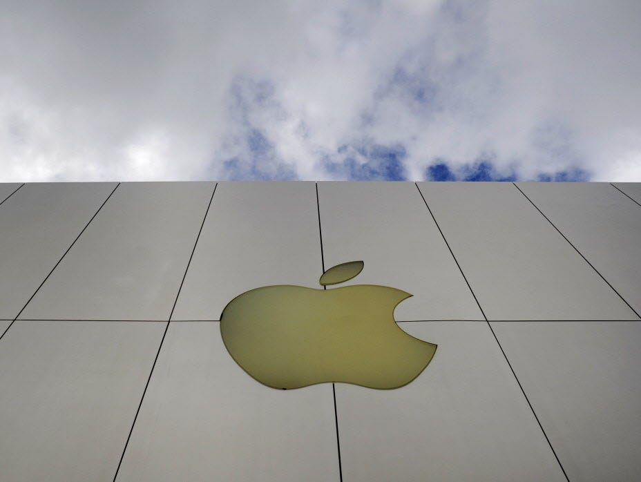 FILE - In this Oct. 19, 2009 file photo, the Apple logo is seen on an Apple store in San Francisco. Exxon has once again surpassed Apple as the world's most valuable company after the iPhone and iPad maker saw its stock price falter, according to rep