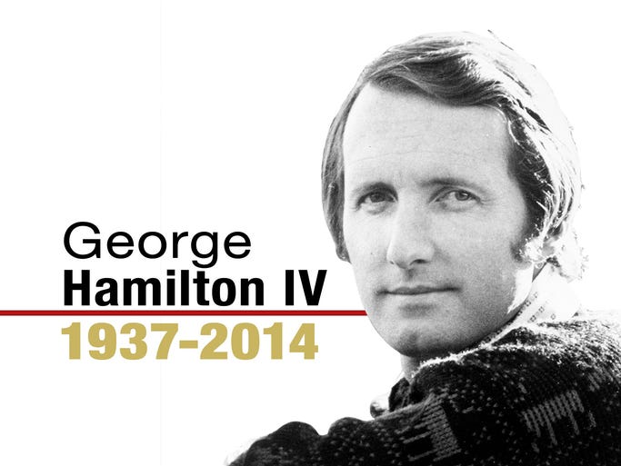 Grand Ole Opry Member George Hamilton IV, who was one of country music's first international ambassadors, has died. He was 77. Hamilton had been an Opry member since 1960, when he made the switch from pop music to country. He said the decision came after catching a performance of the Opry at Ryman Auditorium. Hamilton worked with producer Chet Atkins on a number of hits and scored his first country No. 1 with "Abilene" in 1963.