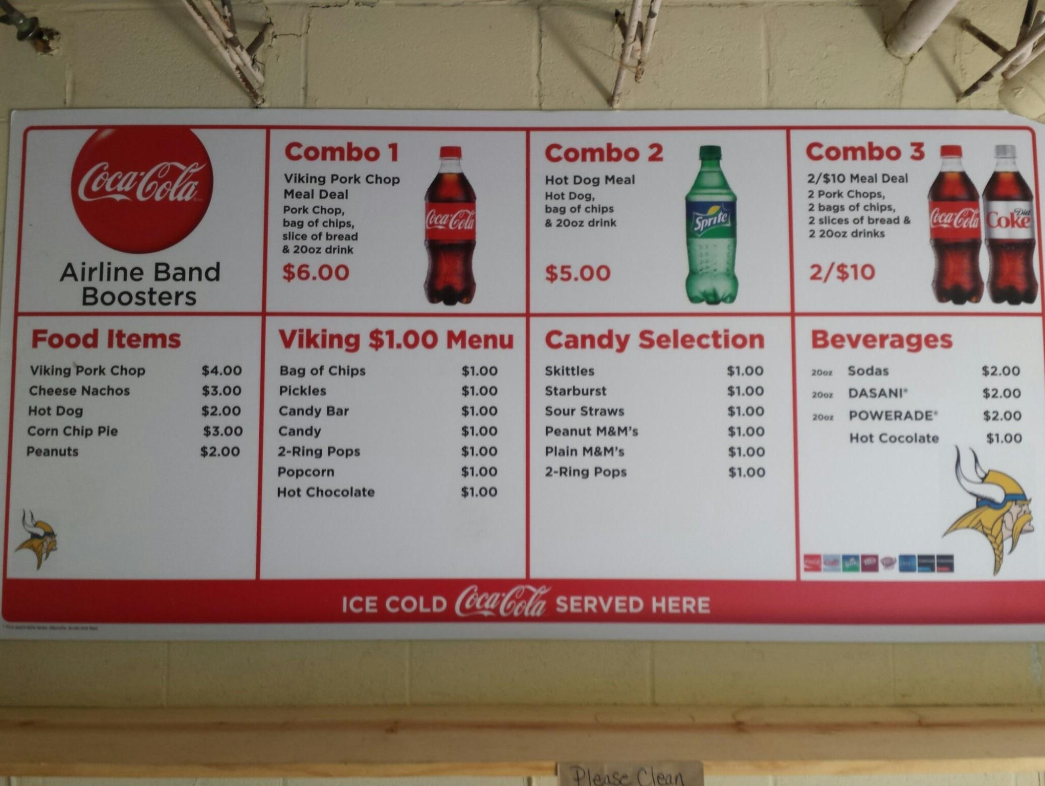 Airline has one of the best concession offerings in the area with the pork chop combo from the band boosters. Also available is a funnel cake.