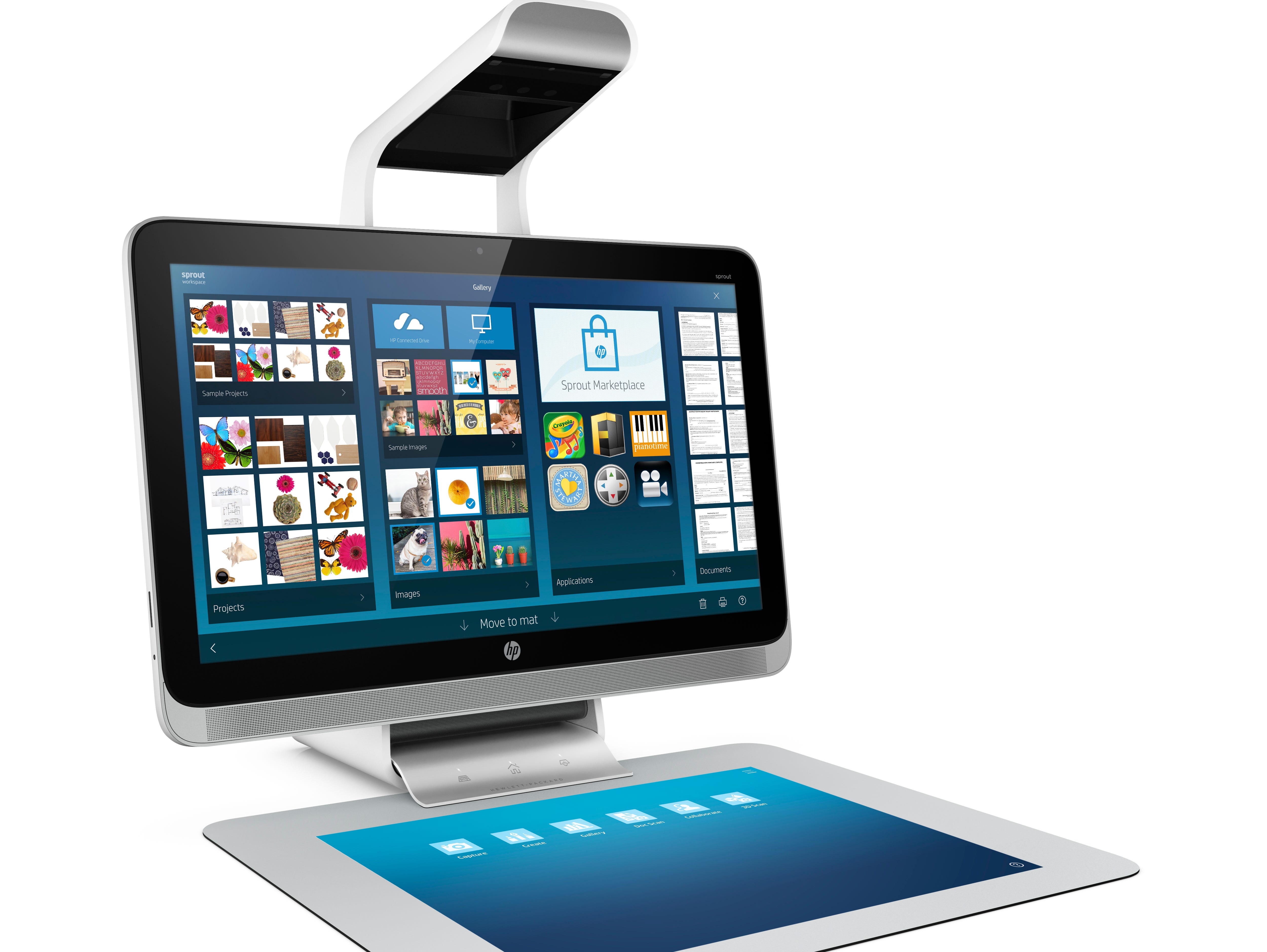 HP Sprout has two display: a monitor and touchmat.