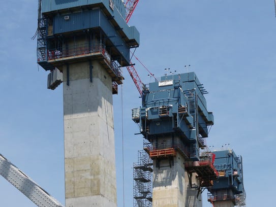 The main support towers for the new Tappan Zee Bridge