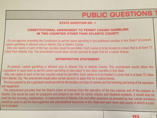Public Question No. 1 on a sample ballot