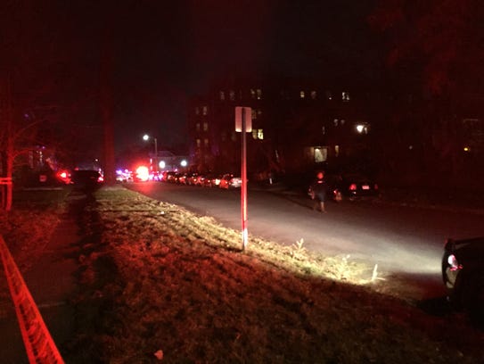 Police block the street at Brainard and Lincoln in