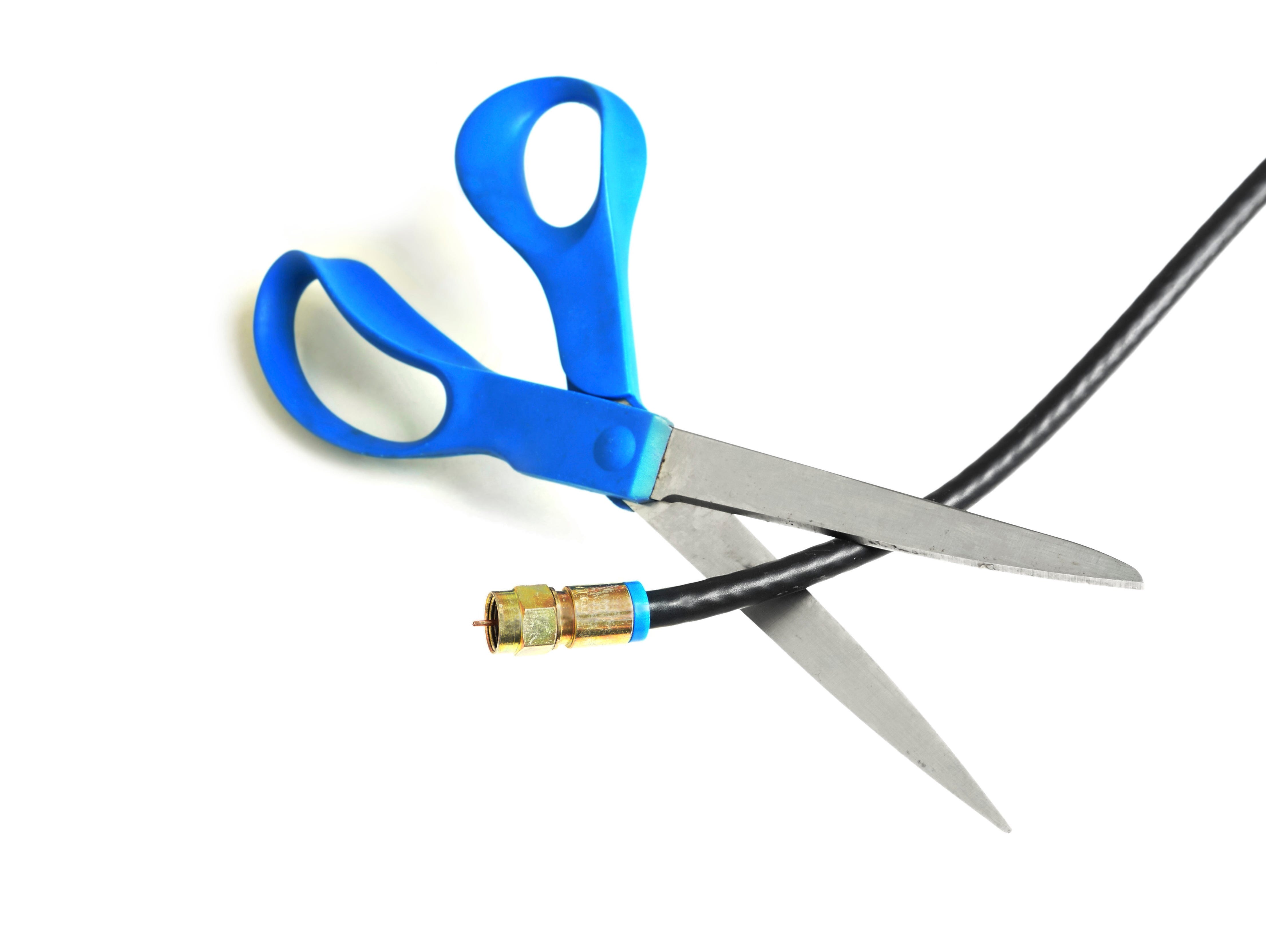 Photo illustration of cutting the pay-TV cord.