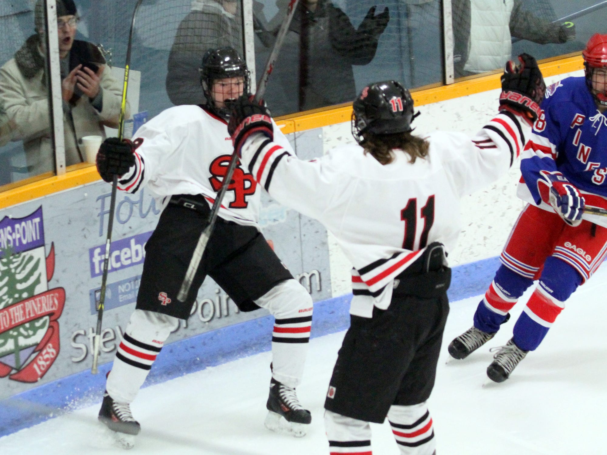 Stevens Point Area Senior High sophomore Brock Caufield, left, hopes to be celebrating a spot on the U.S. National Under-17 Team as part of USA Hockey’s National Team Development Program in the next month.