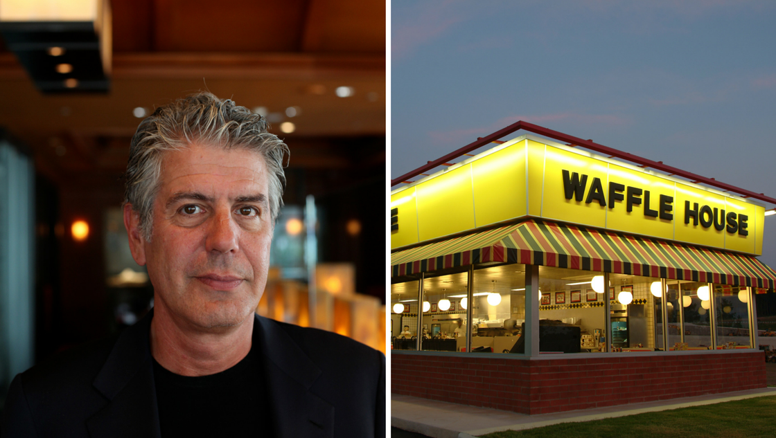 Anthony Bourdain eats Waffle House for the first time, loves it
