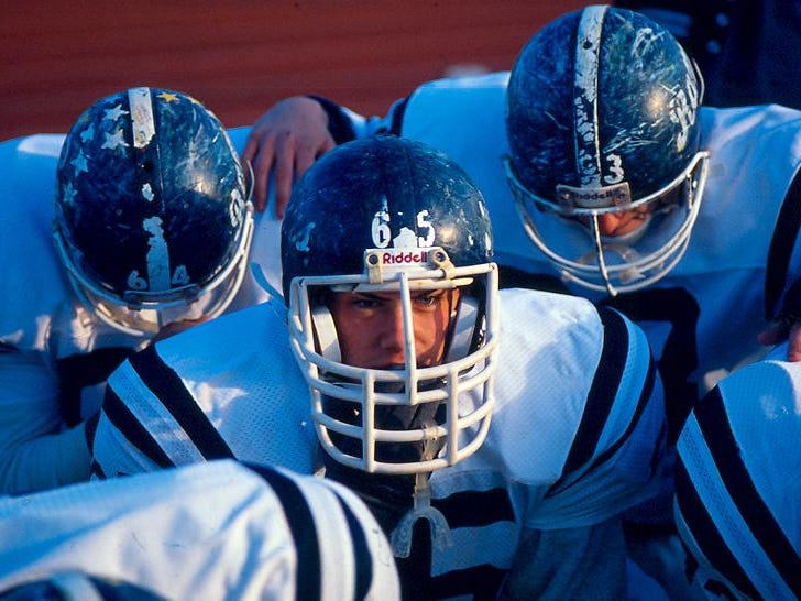 What been known as 'The greatest high school game ever played' Randolph players scuffed helmets tell the story of their emotional season holding onto a state record win streak and losing their legendary head coach, beating a heavily favored Montclair 22-21 to capture the 1990 Group 4 Section 2 State Championship at Woodman Field in Montclair on Dec, 1, 1990.