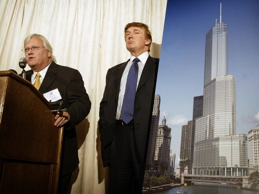 Donald Trump and architect Adrian Smith unveil an artist
