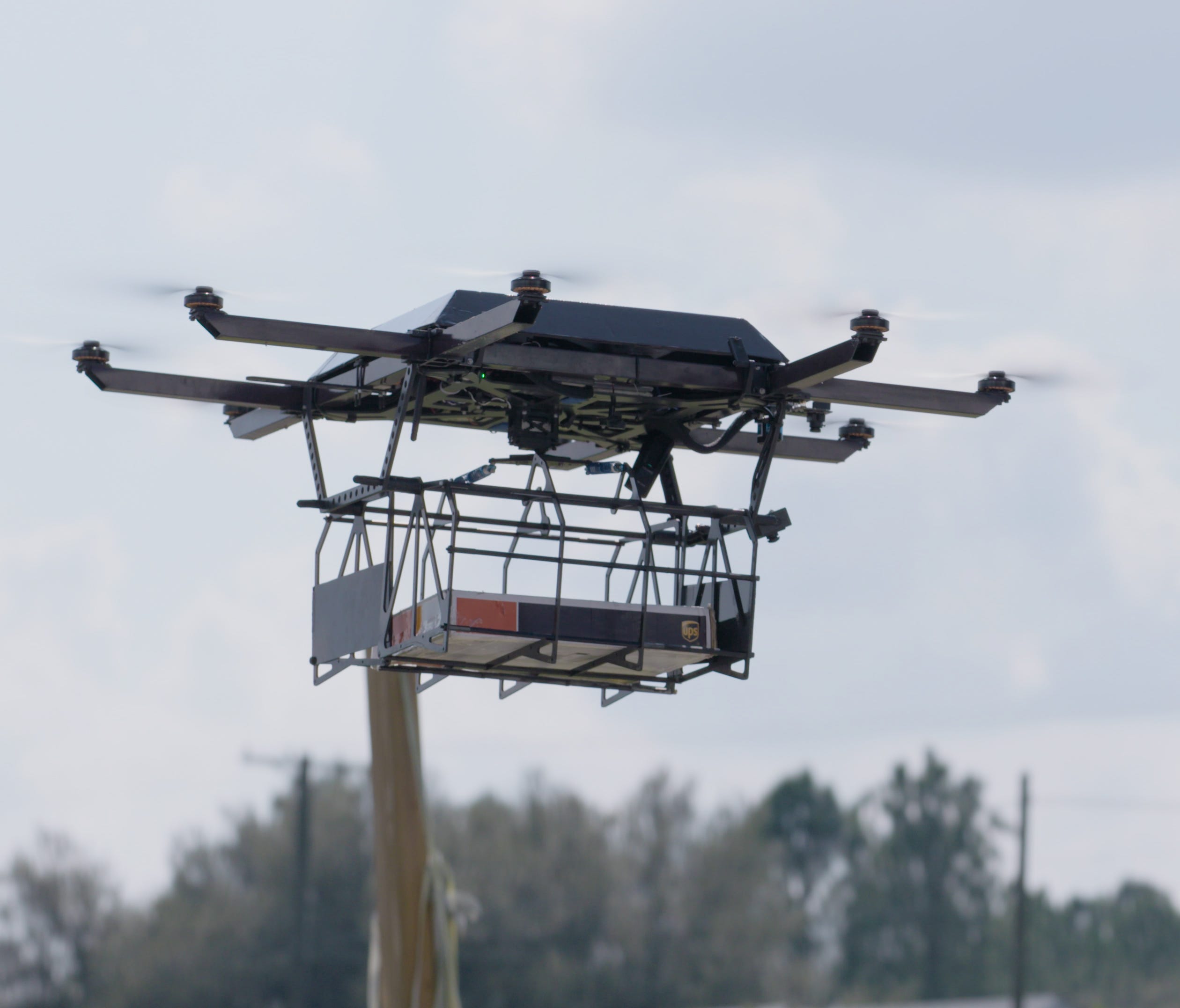 A Work Horse Group drone that docks on top of a UPS van being tested near Lithia, Florida.
