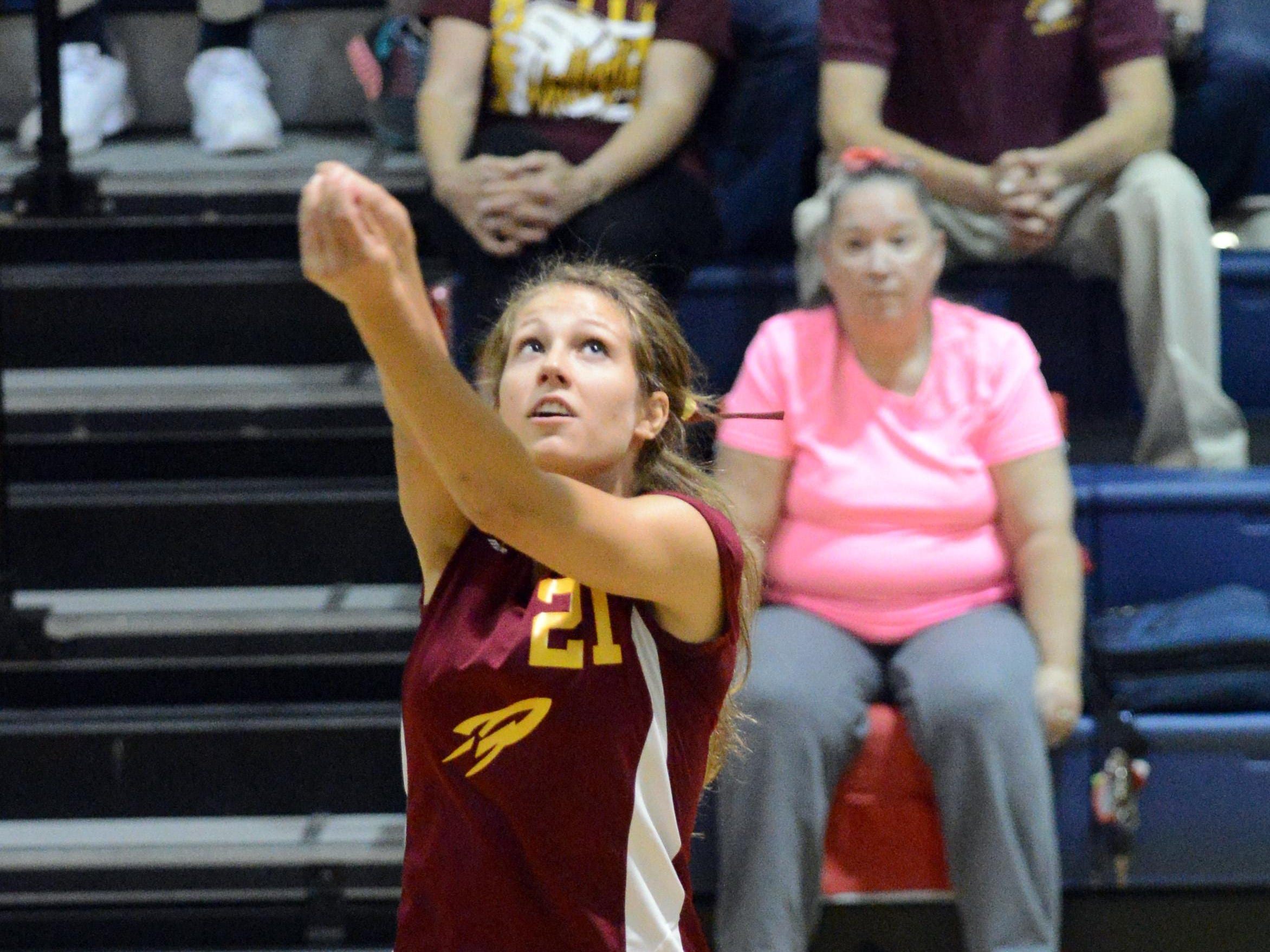 Berne Union’s Lauren Shepherd bumps the ball during the Rockets’ five-game win over Fairfield Christian on Thursday in Lancaster.