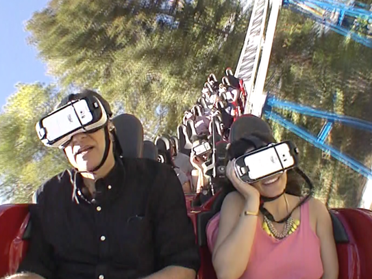 Riding the New Revolution, a VR coaster, at Six Flags