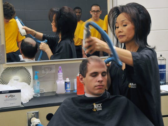... barber shop at Recruit Training Command (RTC), Great Lakes, Illinois